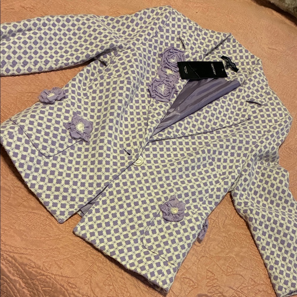 Karen Kane Lavender and Cream Patterned Blazer